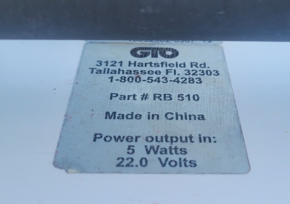 GTO RB 510 Power Output 5 Watts 22.0 Volts Solar Panel
