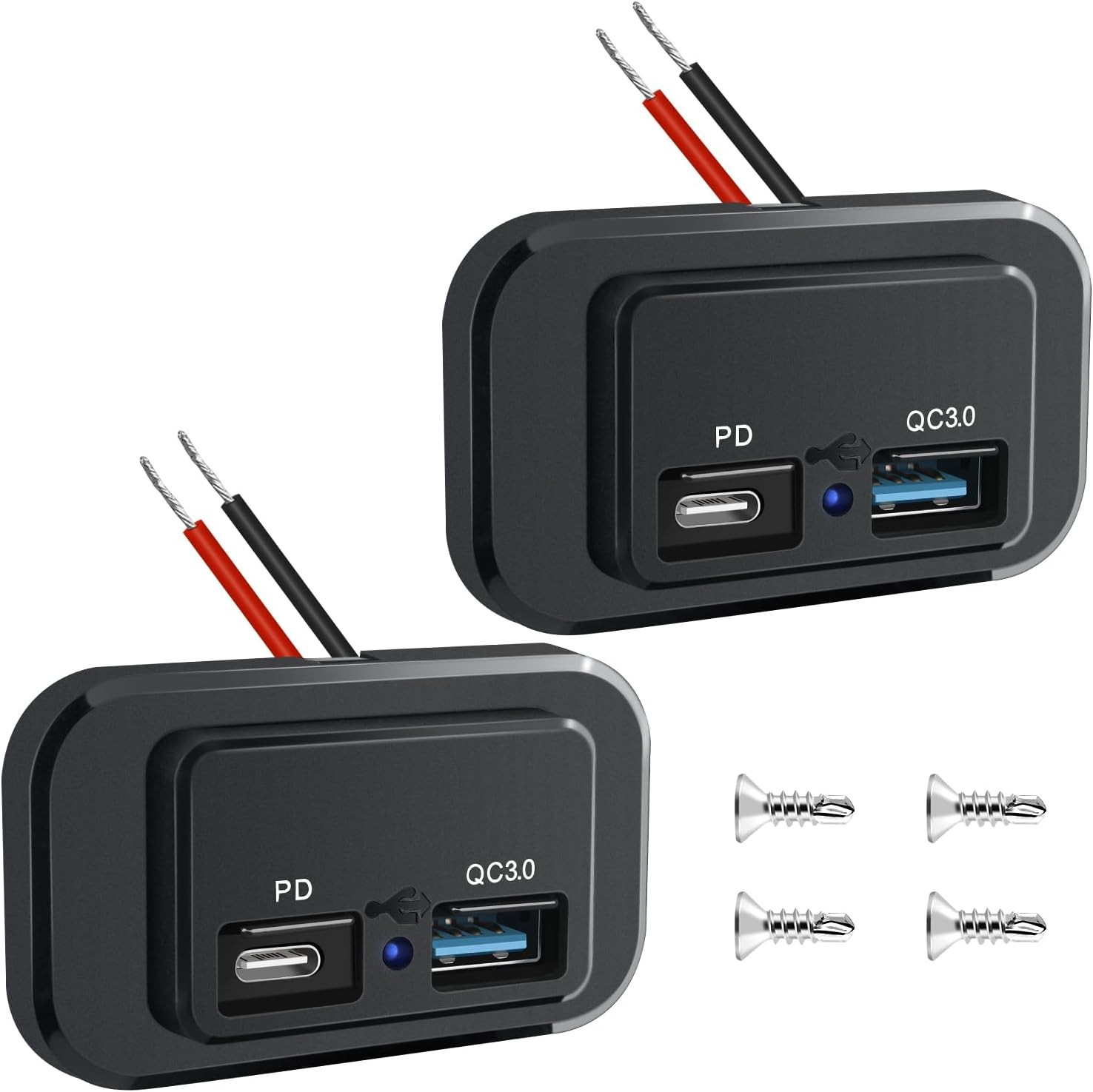 Nilight 2 Pack Socket Panel 12V 24V Dual USB Outlet PD Type C QC3.0 Surface Moun