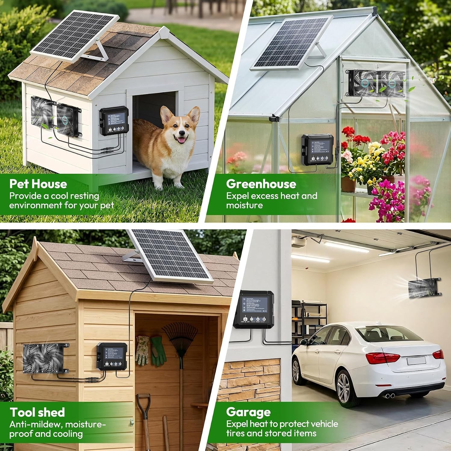 Dual High-Speed Solar Fans with 7500mAh Battery – Ideal for Coop Ventilation