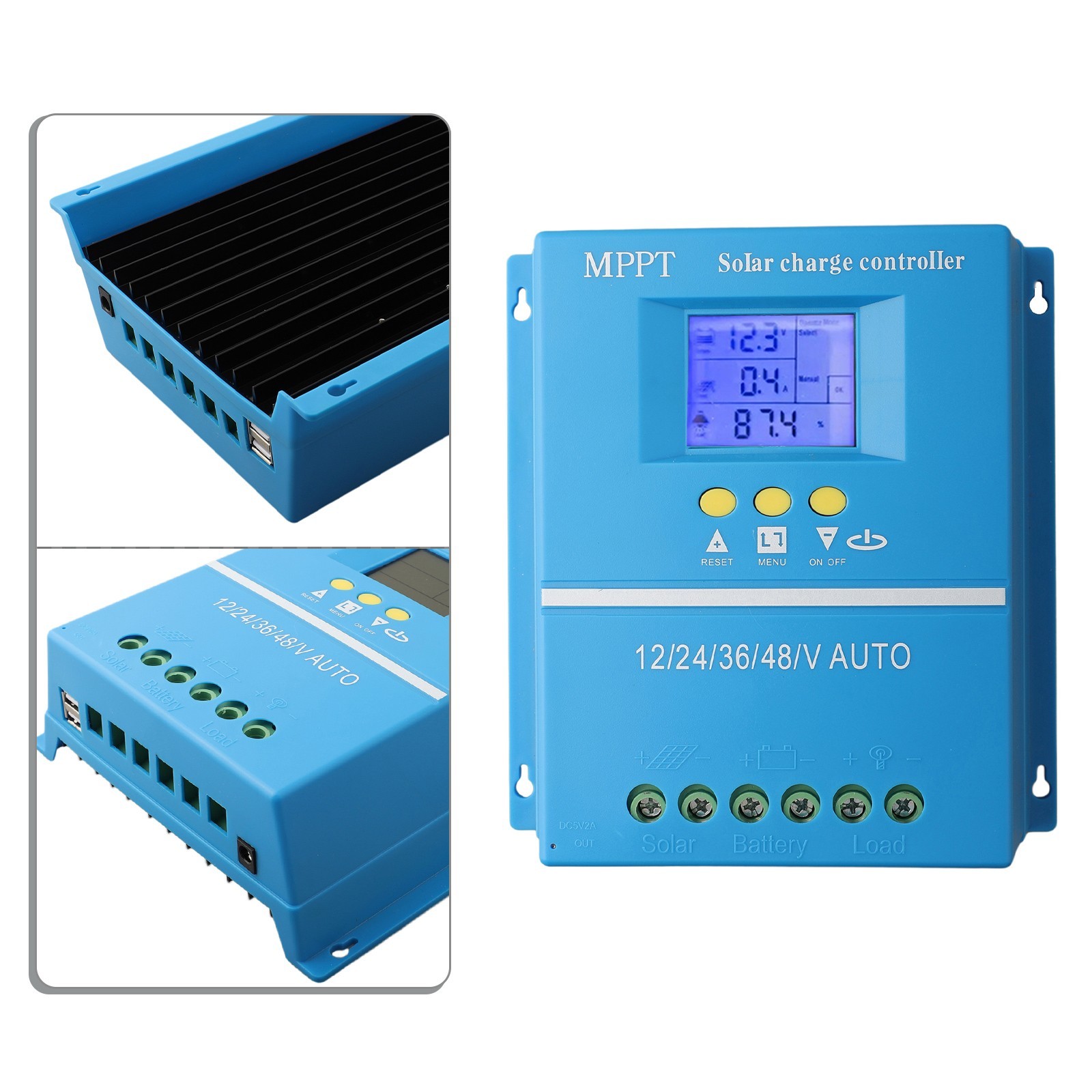 Dual USB 5V Charging Port Solar Charger Controller for 60A/80A/100A PV Charger