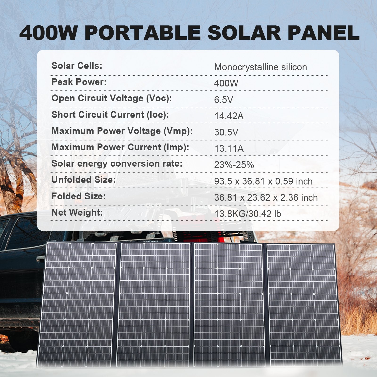 ALLPOWERS 400Watt solar panel kit Self-Waterproof for Power Station Off-gird