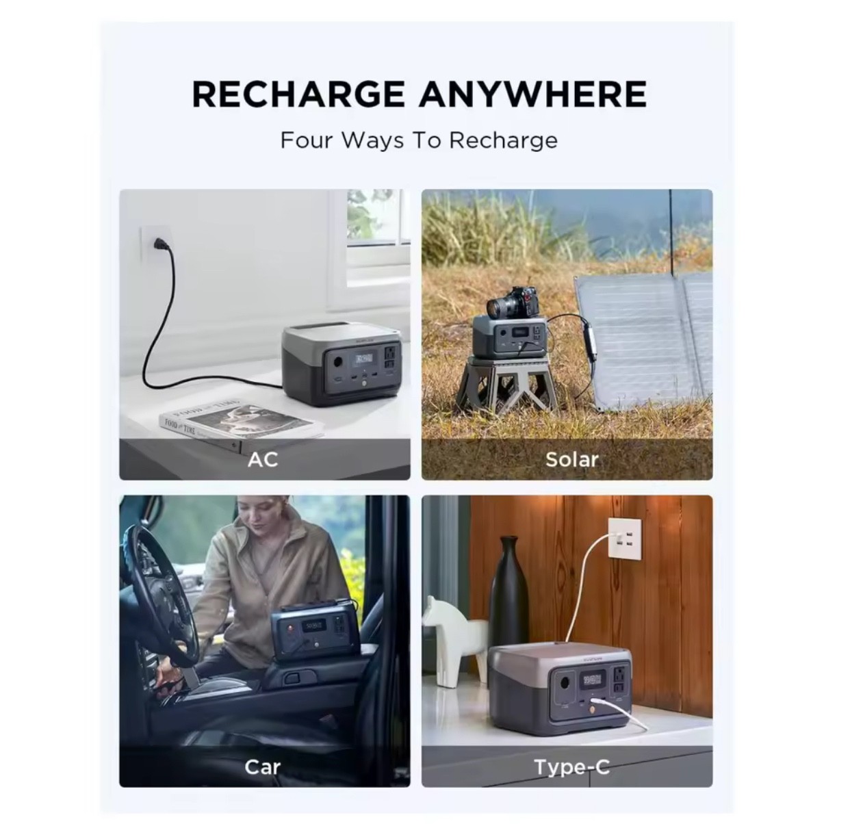 Portable Power Station RIVER 2, 243Wh LiFePO4 Battery/ 1 Hour Fast Charging, 2 U