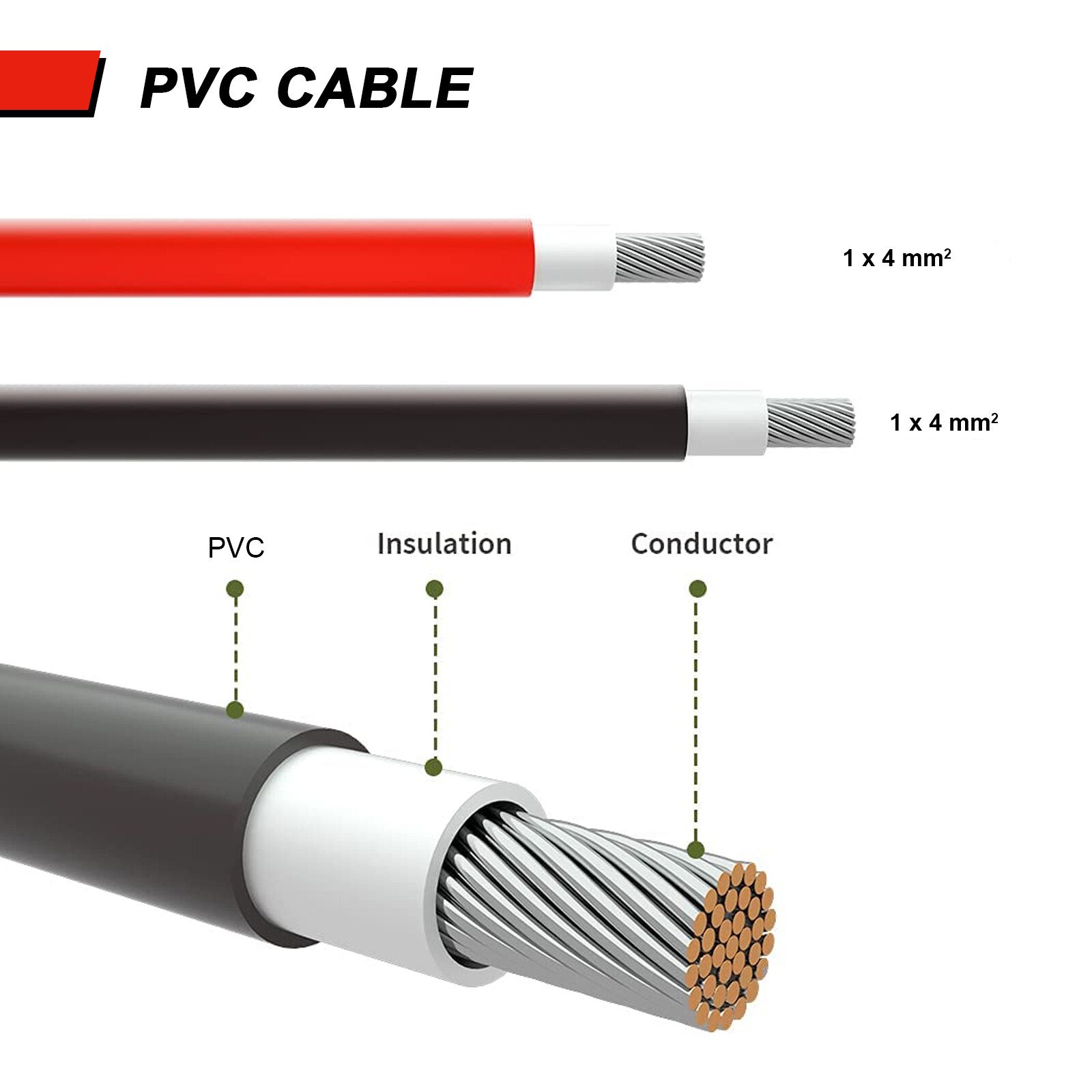 PFCTART 1 Pair Solar Panel Extension Cable Wire Black Red 10 AWG Connector 6mm²