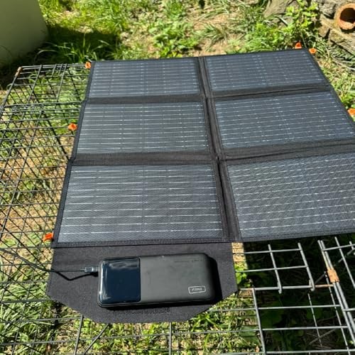 [Upgraded] Portable Solar Panels Chargers QC3.0 USB-A USB-C DC5521 8mm 60W