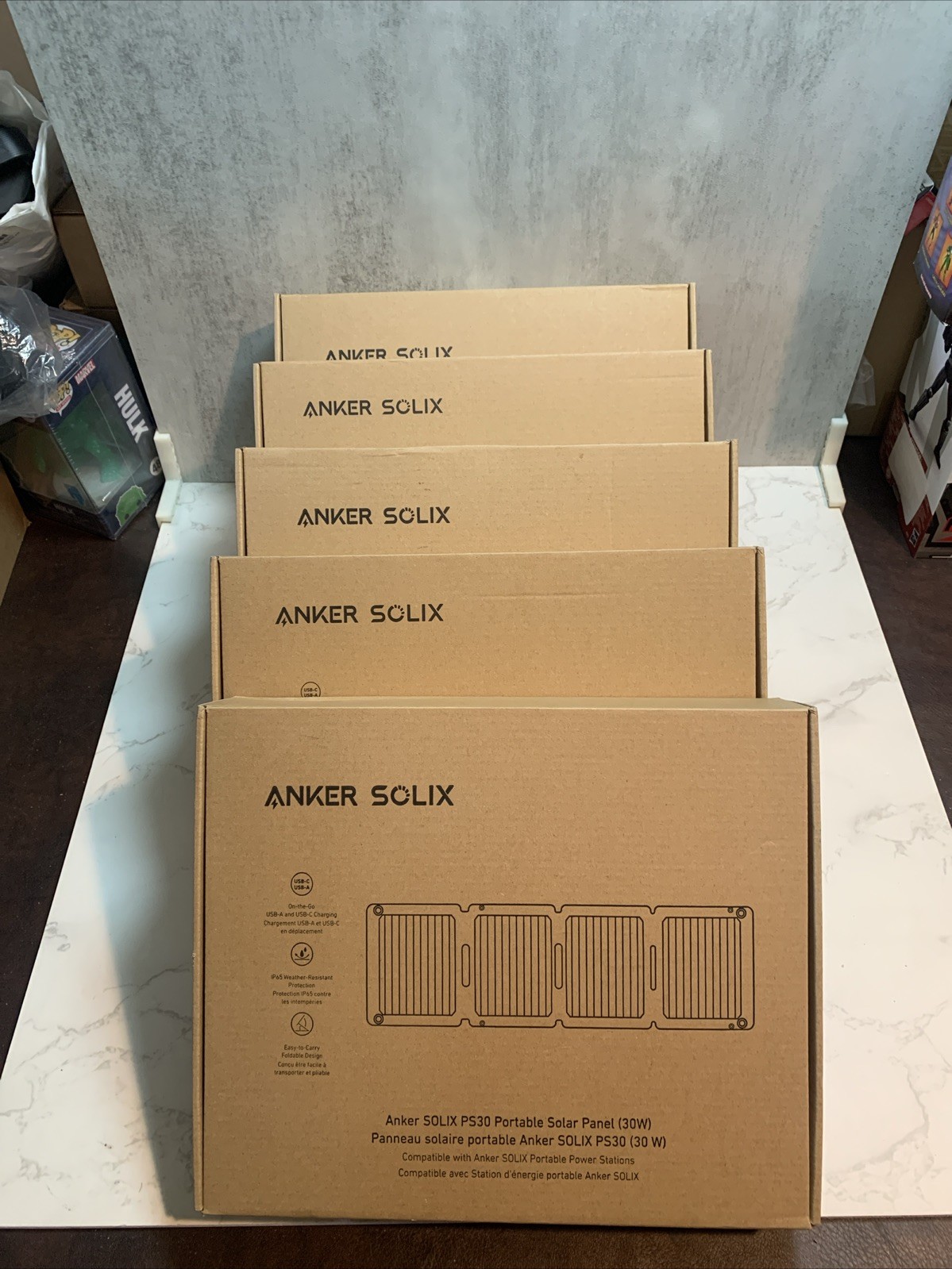 5 Pack Anker Solix PS30 Solar Panel 30W Foldable Portable Solar Charger 2-Ports