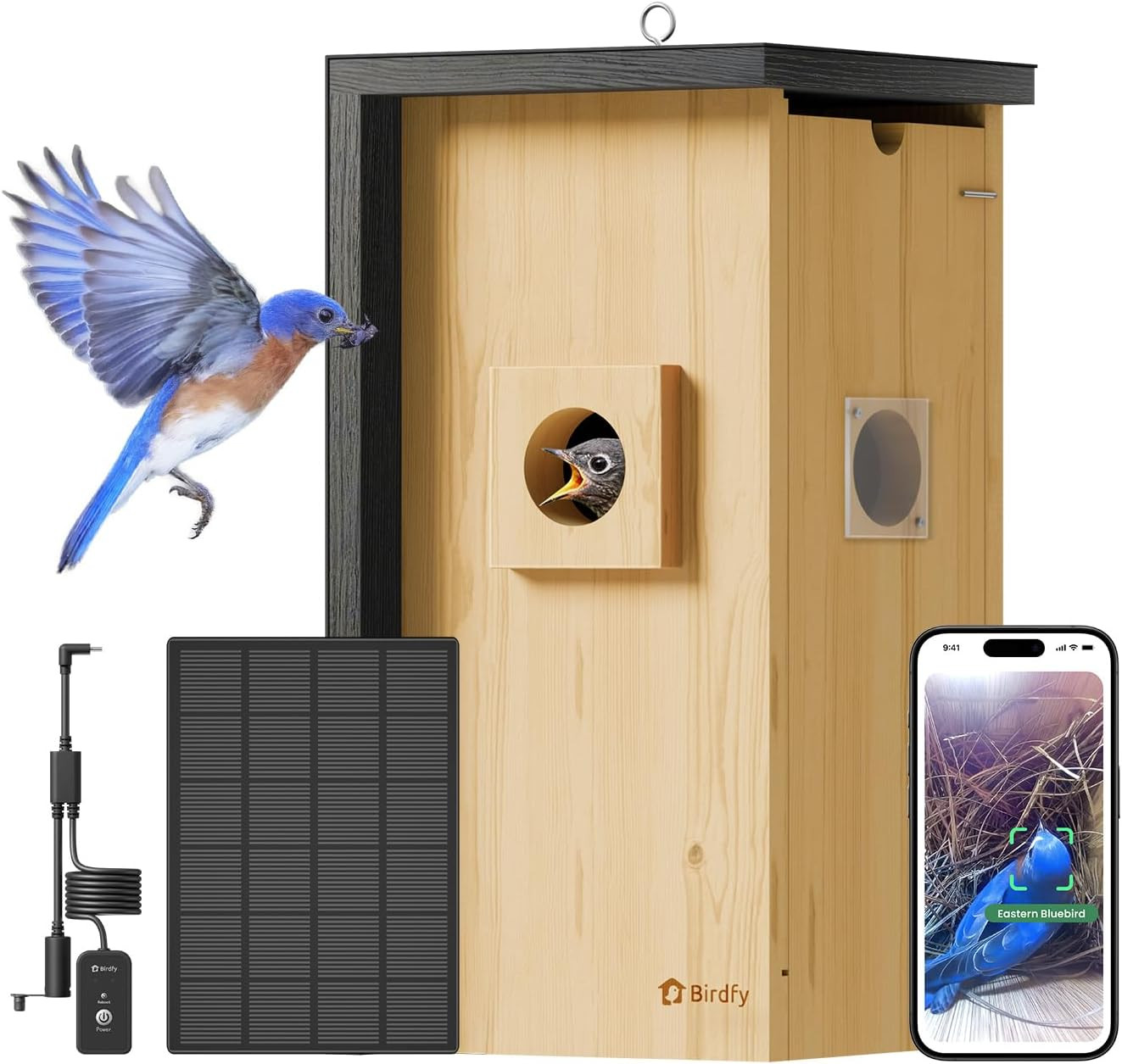 Bird House with Camera Solar Powered with Iron Guard for Outside, AI Identify, 1