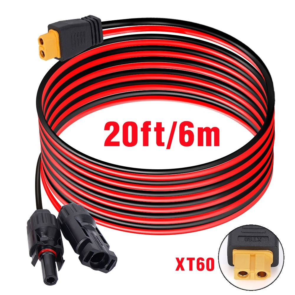 20ft/6m XT60 to Solar Panel Connector Extension Cable For Portable Power Station
