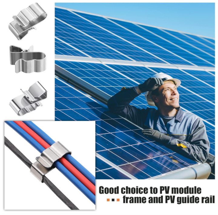 50 Clips Acero Inoxidable para Cable Solar Remolque Barco y Panel PV