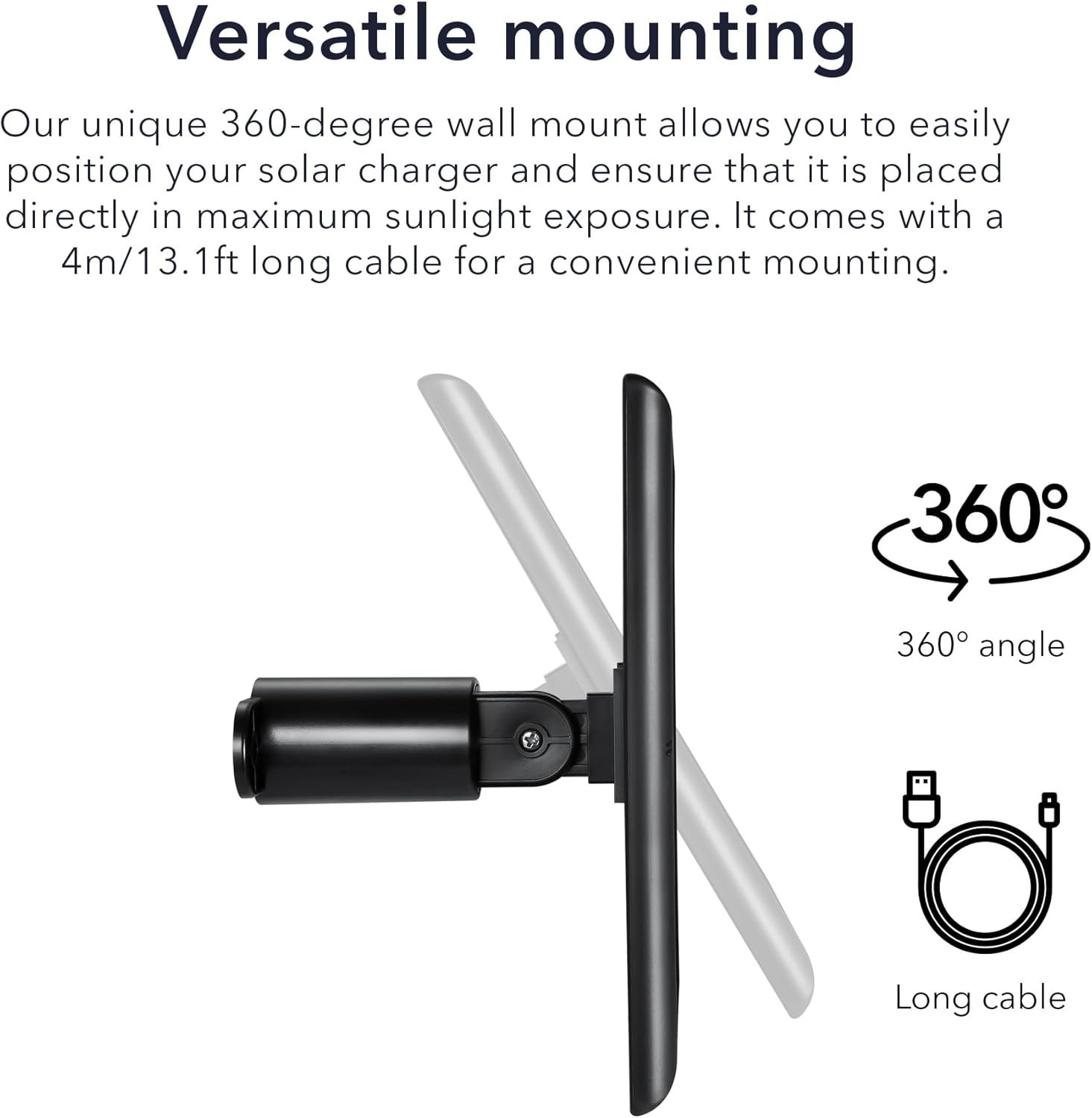 Ring Stick Up Cam Solar Panel 2 Pack Black: 13ft Cable, 360° Mount,