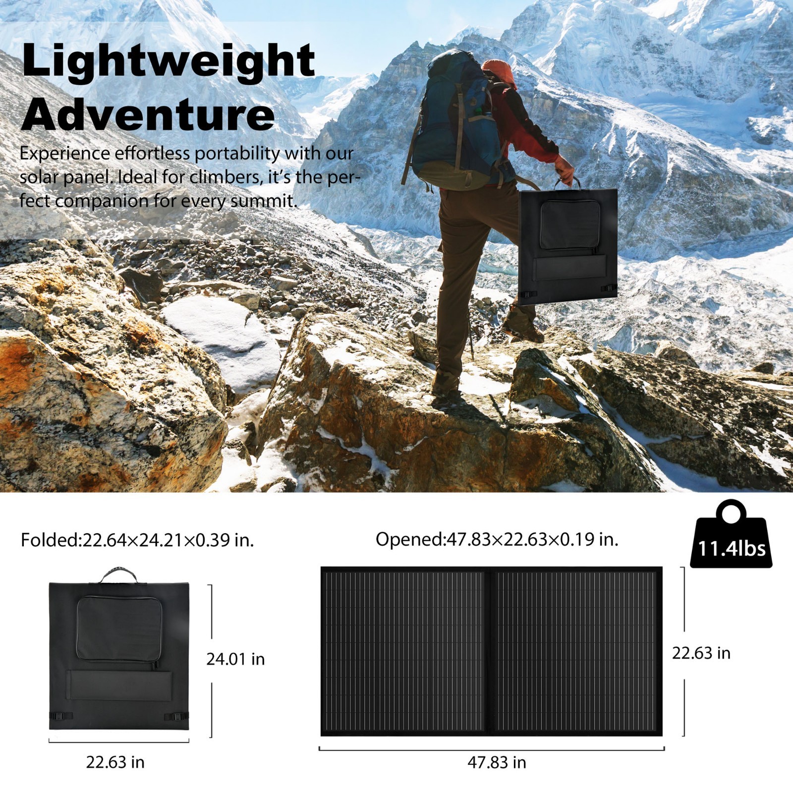 100W Portable Foldable Solar Panel Kit for Camping/Car Battery/Home