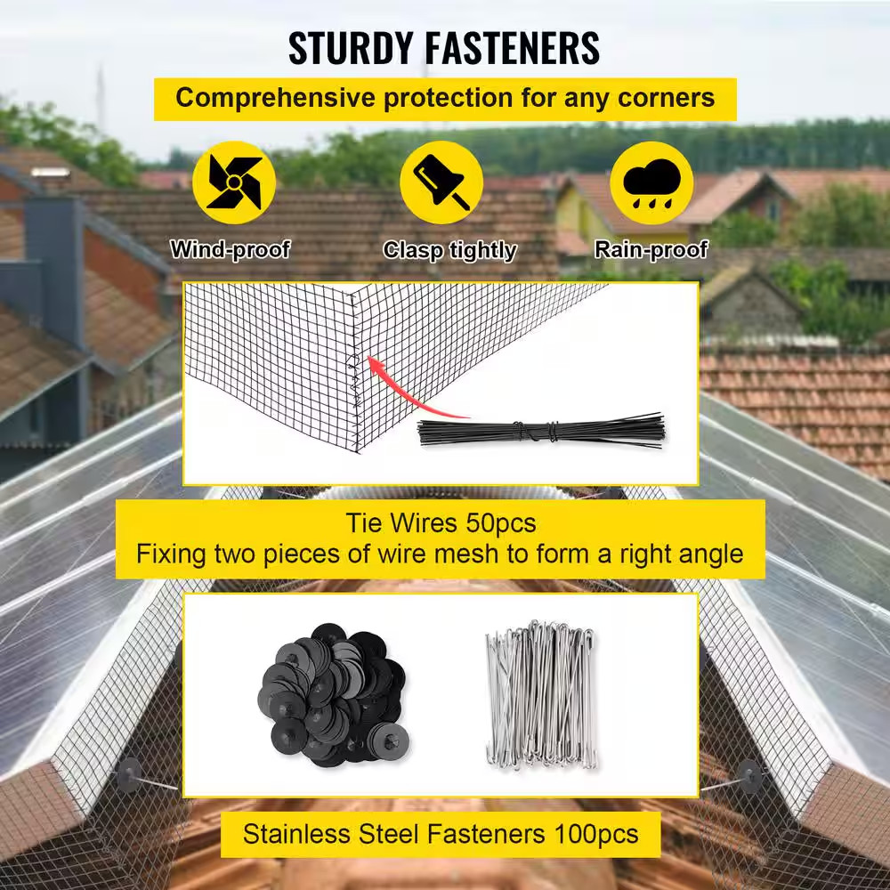 Solar Panel Bird Wire 6 In. X 98 Ft. Critter Guard Roll Kit Removable Steel Sola