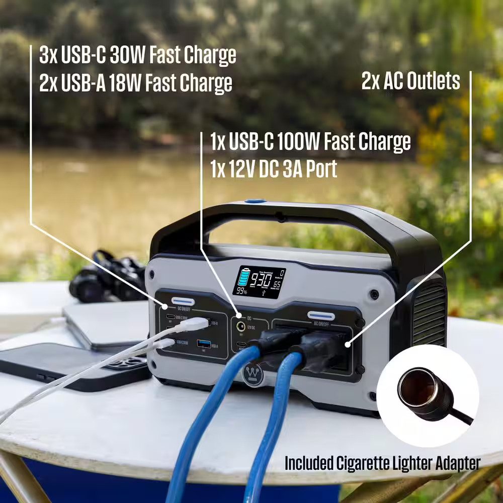 400-Watt Lithium-Ion Portable Power Station with LED Display and Flashlight