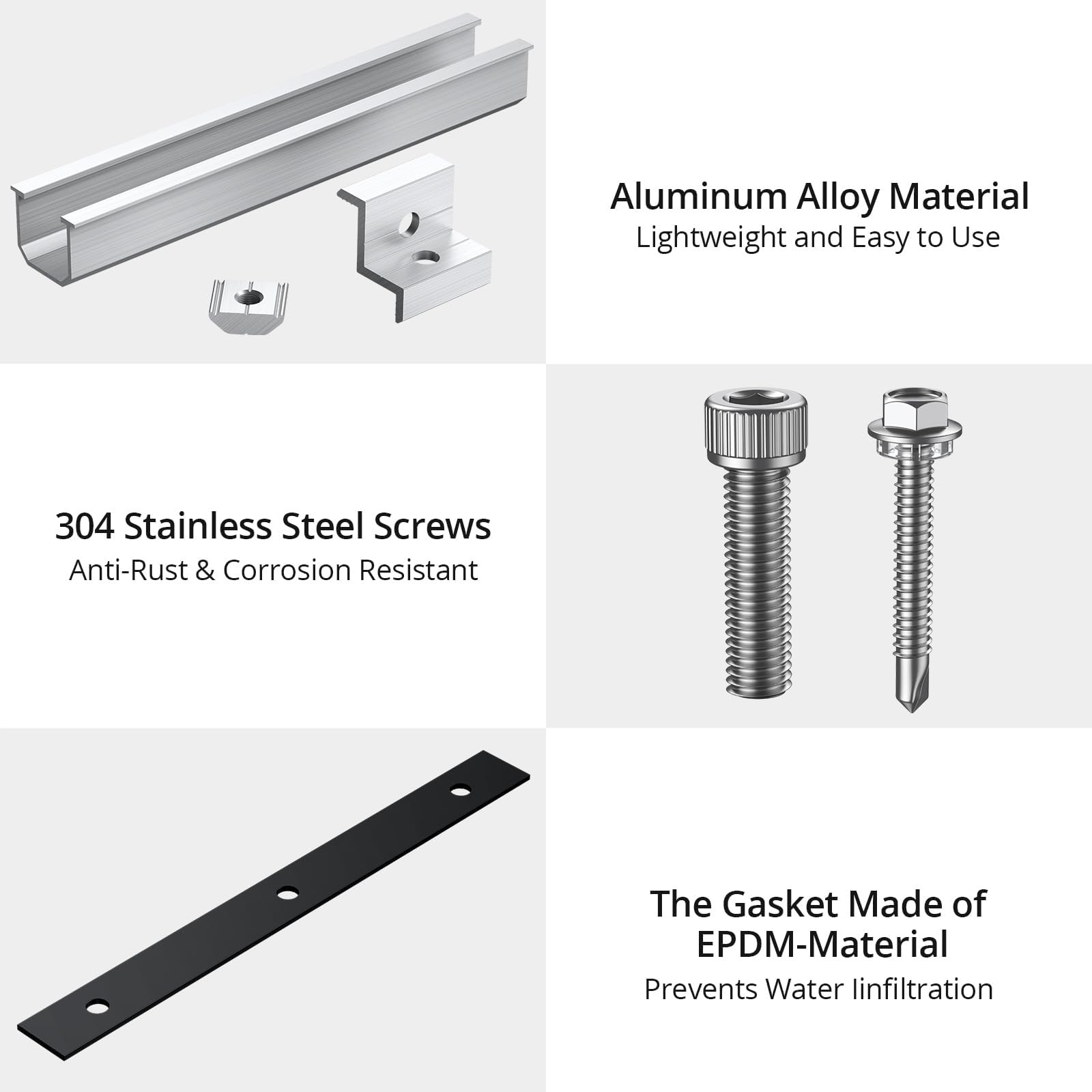Anbte Solar Panel Bracket Kit, 6 Pcs 7.87 in Aluminium Solar Panel Mounting Rail