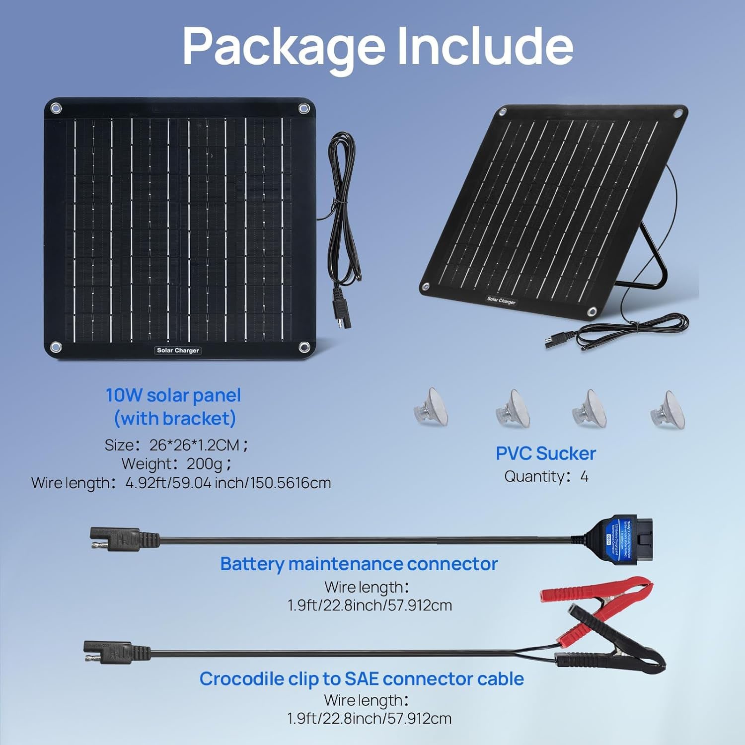 Cargador Solar de Batería con Mantenimiento OBDII de 10 W – Kit de Cargador Sola