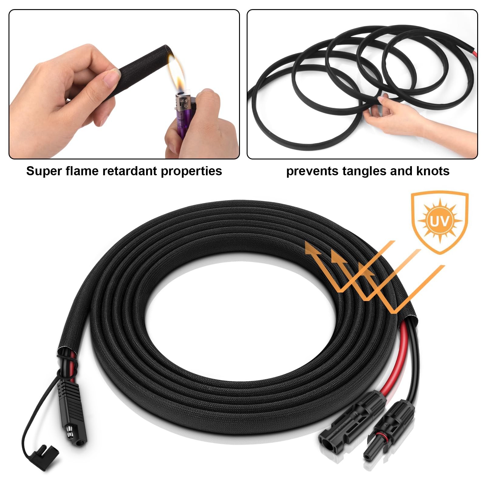 Solar Panel Connector Cable,10AWG SAE to Male & Female Adapter PV Extension C…