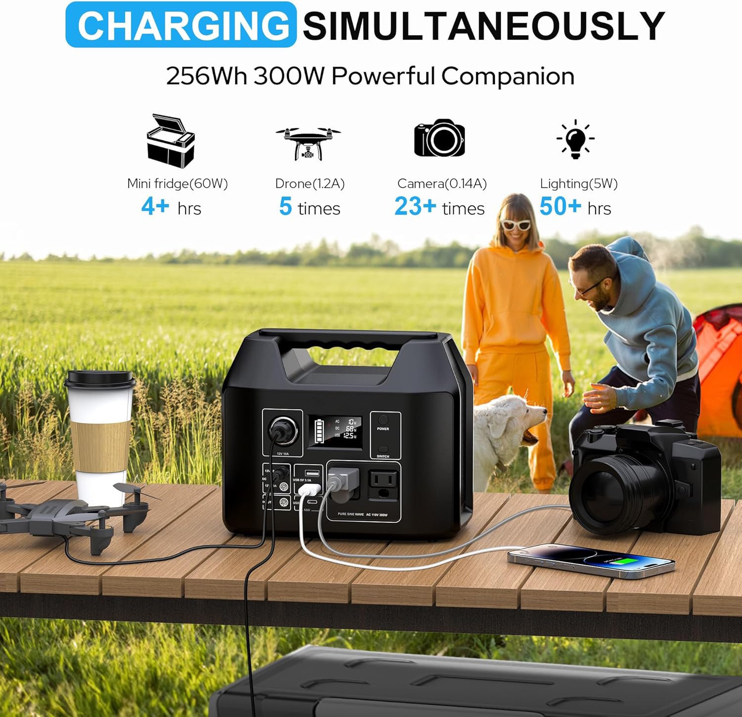 Portable Power Station 300W 80000mAh Battery Bank Camping AC DC Solar Generator