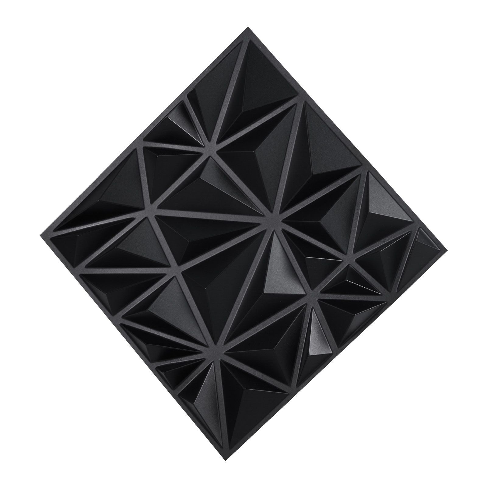 33 – Pack 11.81×11.81 in PVC 3D Diamond Wall Panels, 32 Sq Ft, Matte Black for