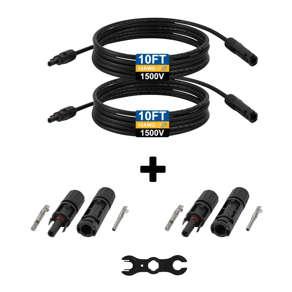UL & TUV 1500V PV Extension Cable 10-30 FT Double Wires + Two Connector Pairs