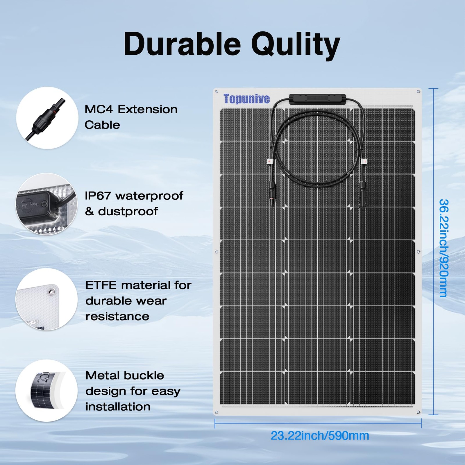100W Flexible Solar Panel Monocrystalline SemiFlexible 12V RV Boat