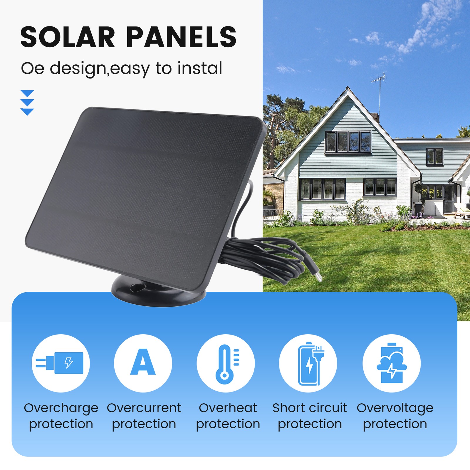 10W Solar Panel for Home Security Camera Solar Cells Powered with9445