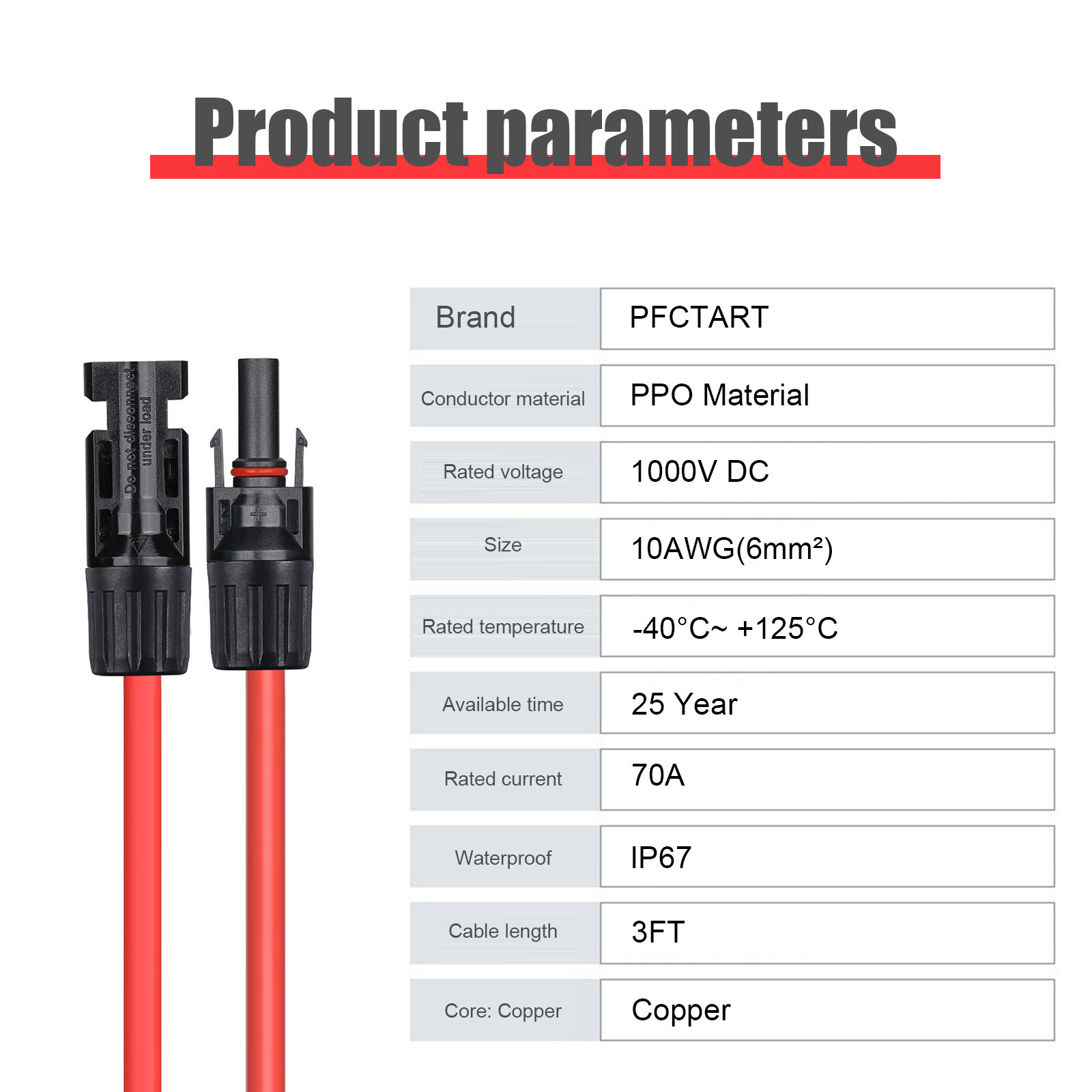 10 AWG Solar Panel Extension Cable Silicone Wire Connectors B&Red 1m/3m/5m/10m