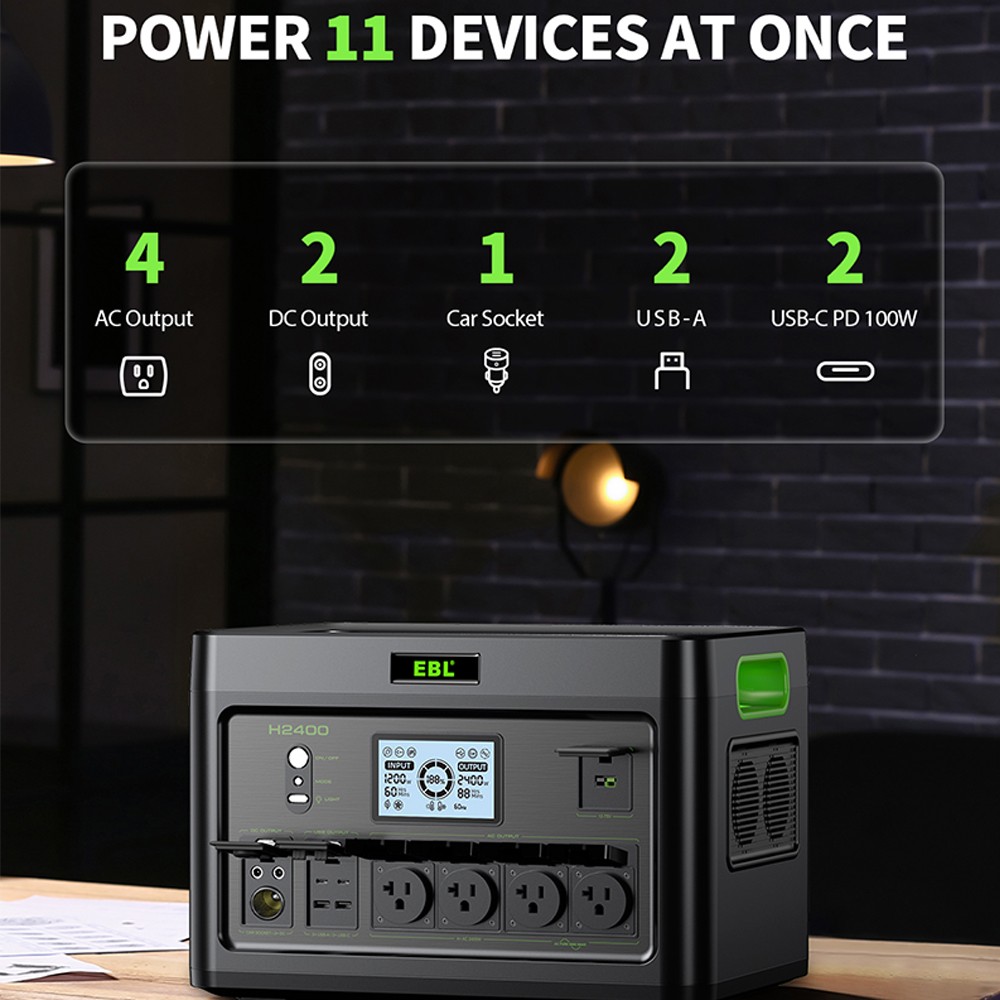 1843.2Wh 2400W Li-ion Battery Portable Power Station for Outdoor Camping Supply