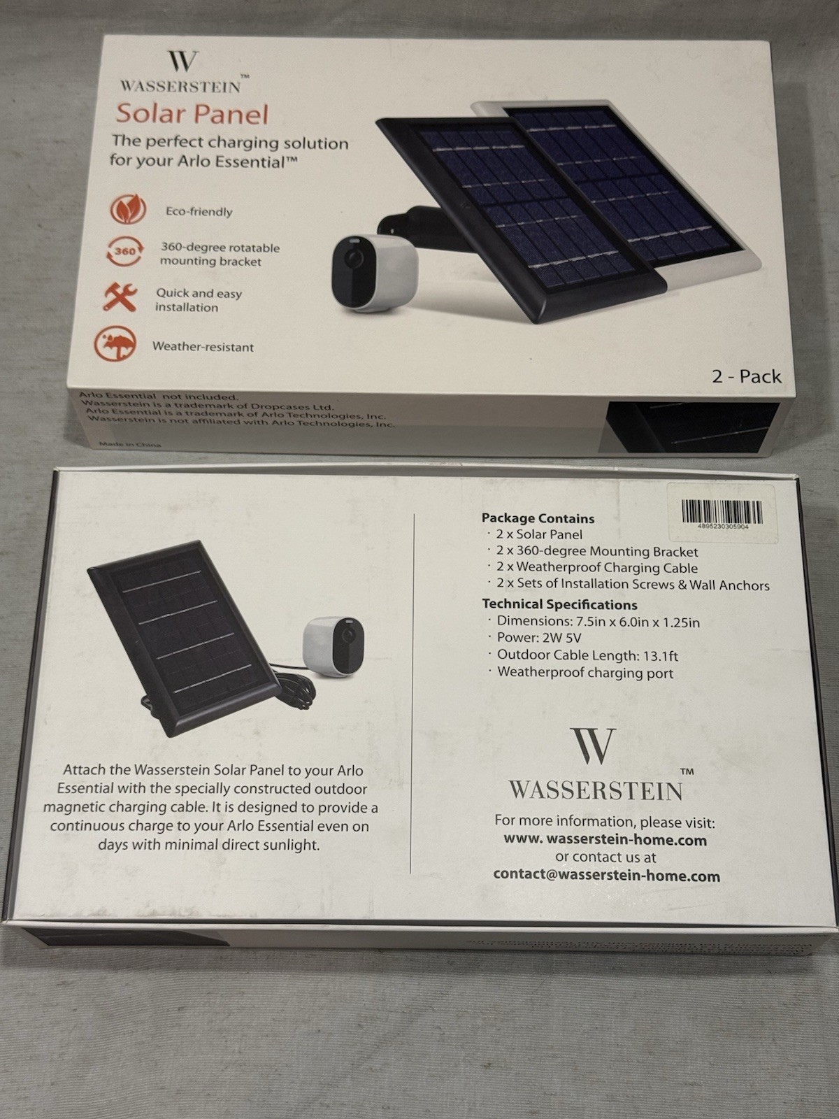 Wasserstein 2W Solar Panel for Arlo black – 2 Packs Of 2