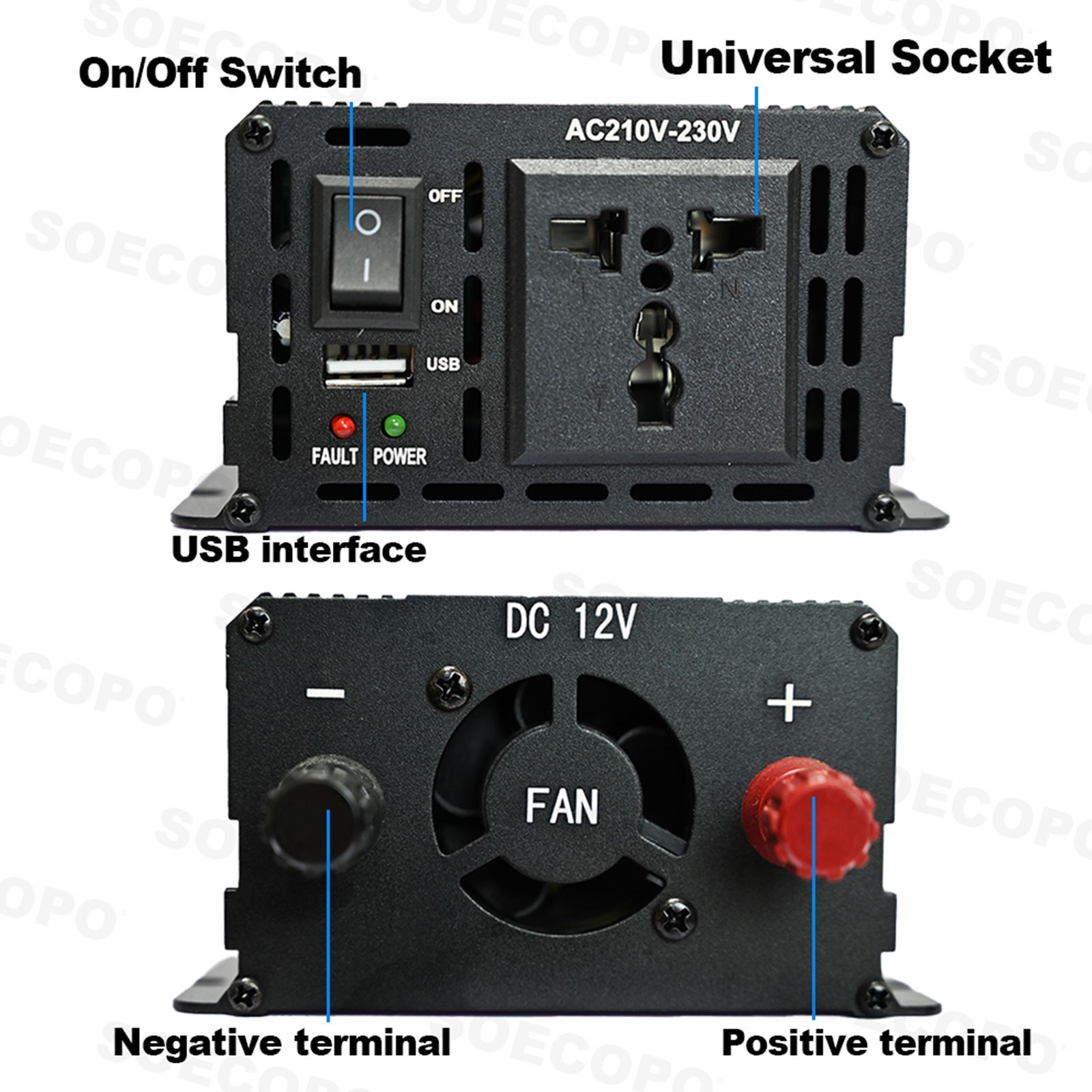 SOECOPO 7000W Peak Solar System Kit 2pcs Panel for Camping RV Home chargerGm