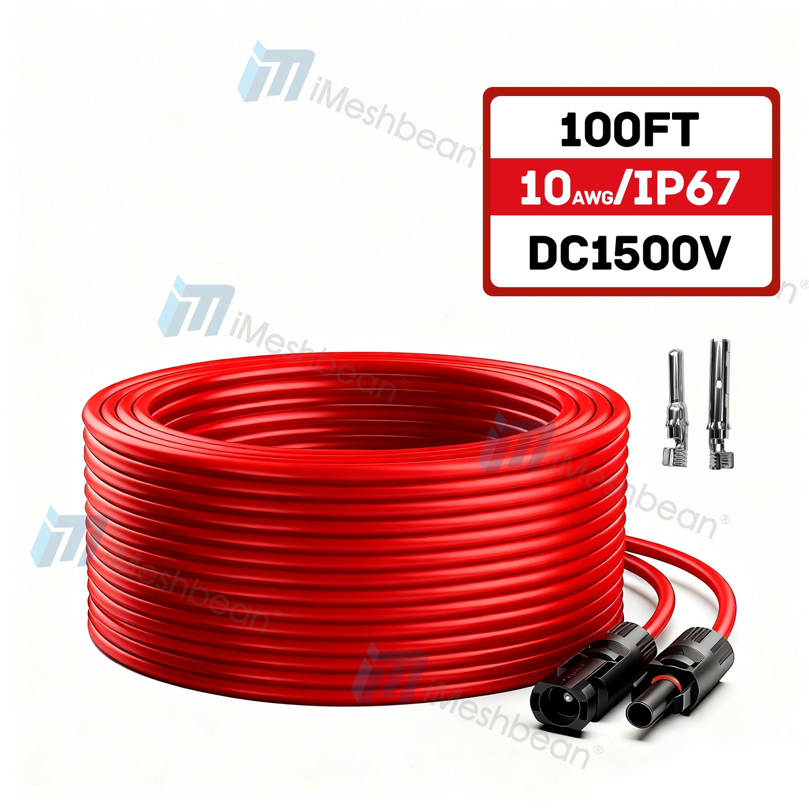 10AWG 100FT Solar Panel Extension Cable Tinned Copper Solar Cable 6mm² PV Wire