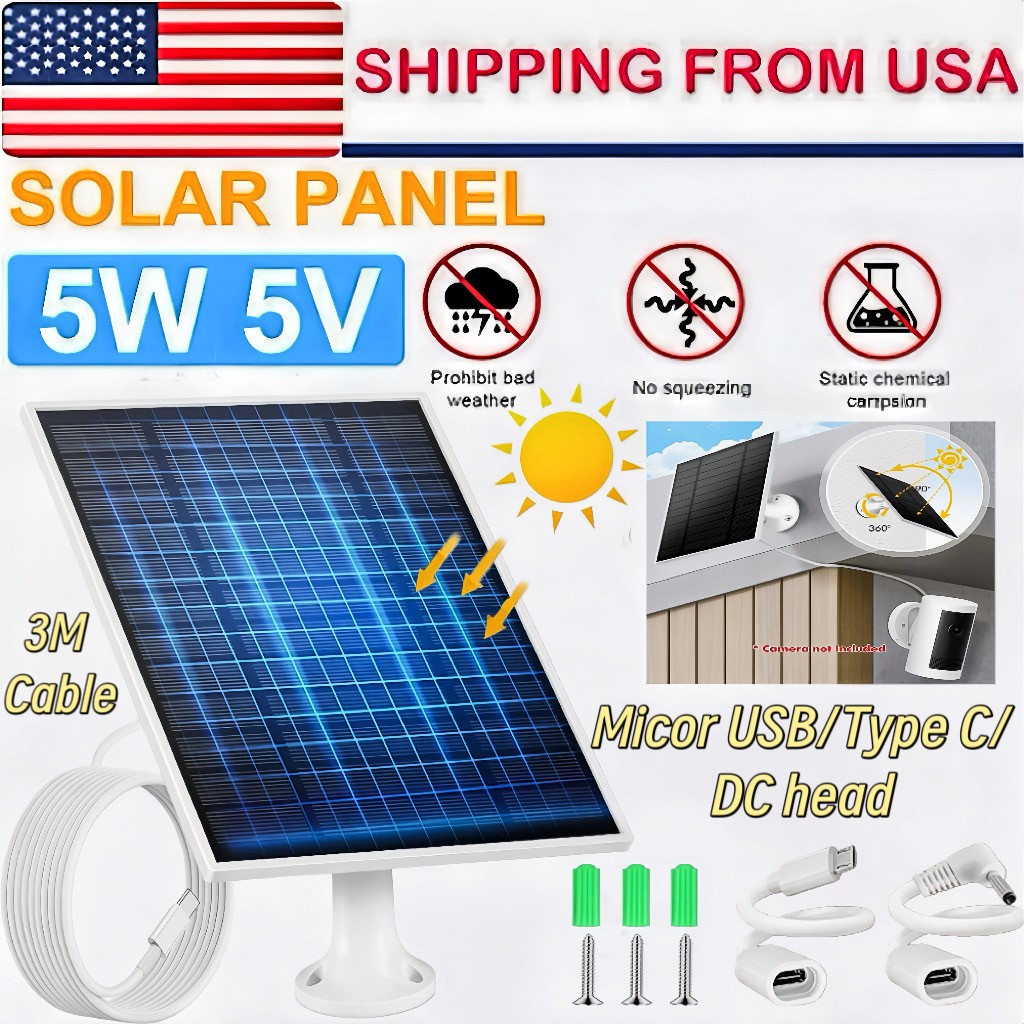 5W 5V Solar Power Panel for Trail Camera Game Camera Hunting Camera with Stand