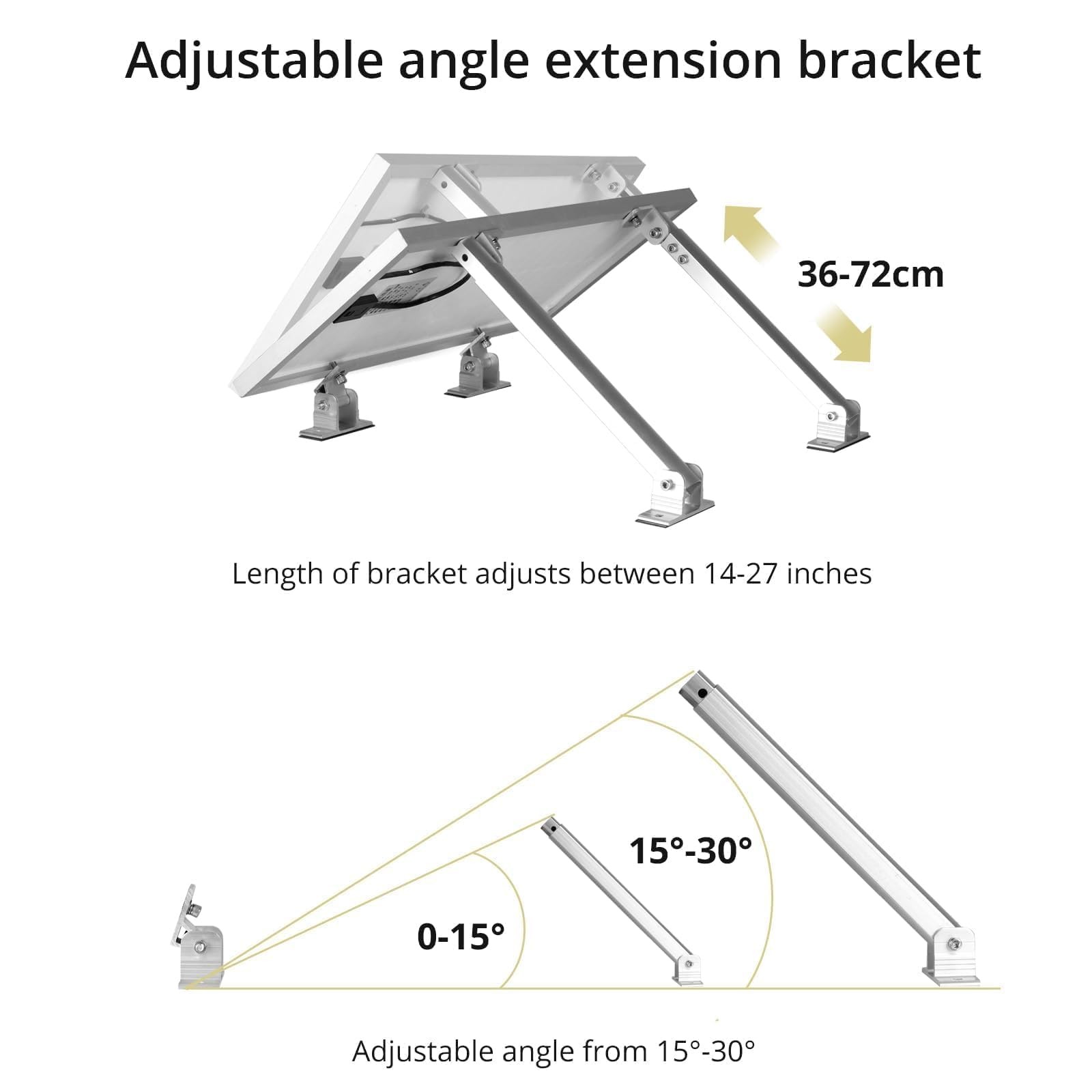 1 Set Adjustable Solar Panel Tilt Mount Brackets, 15-30° Adjustable Aluminum …