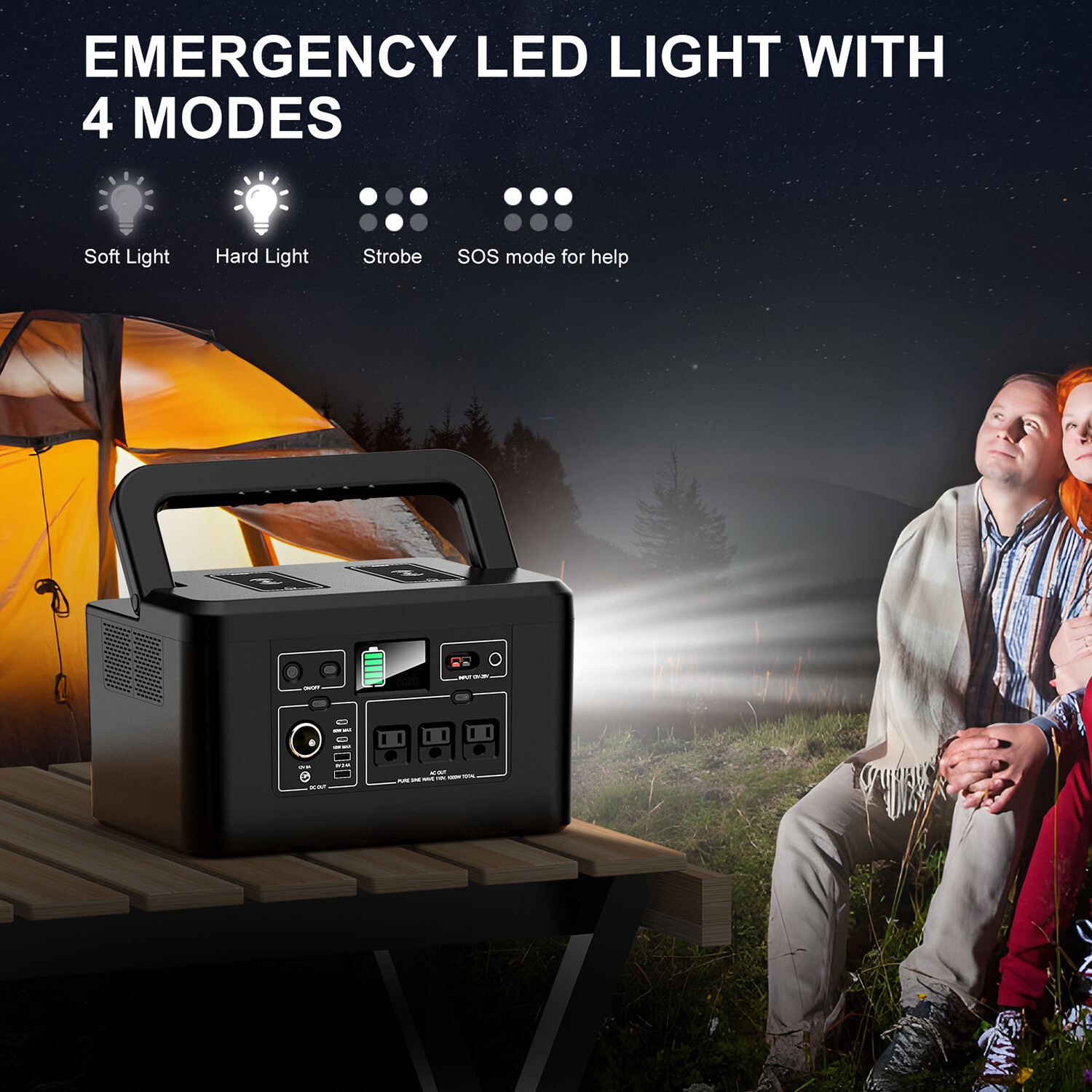 800W Portable Power Station Solar Generator for Camping with 100W Solar Panel