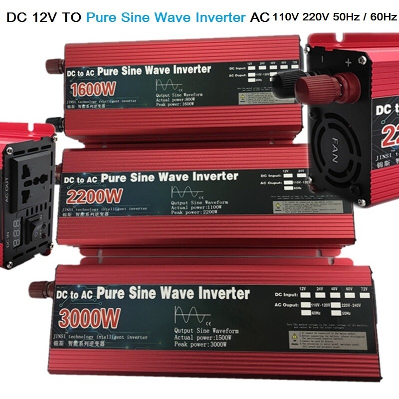 PURE SINE WAVE INVERTERS 1000W 1600W 2200W 3000W Brand New Car Home Solar Power