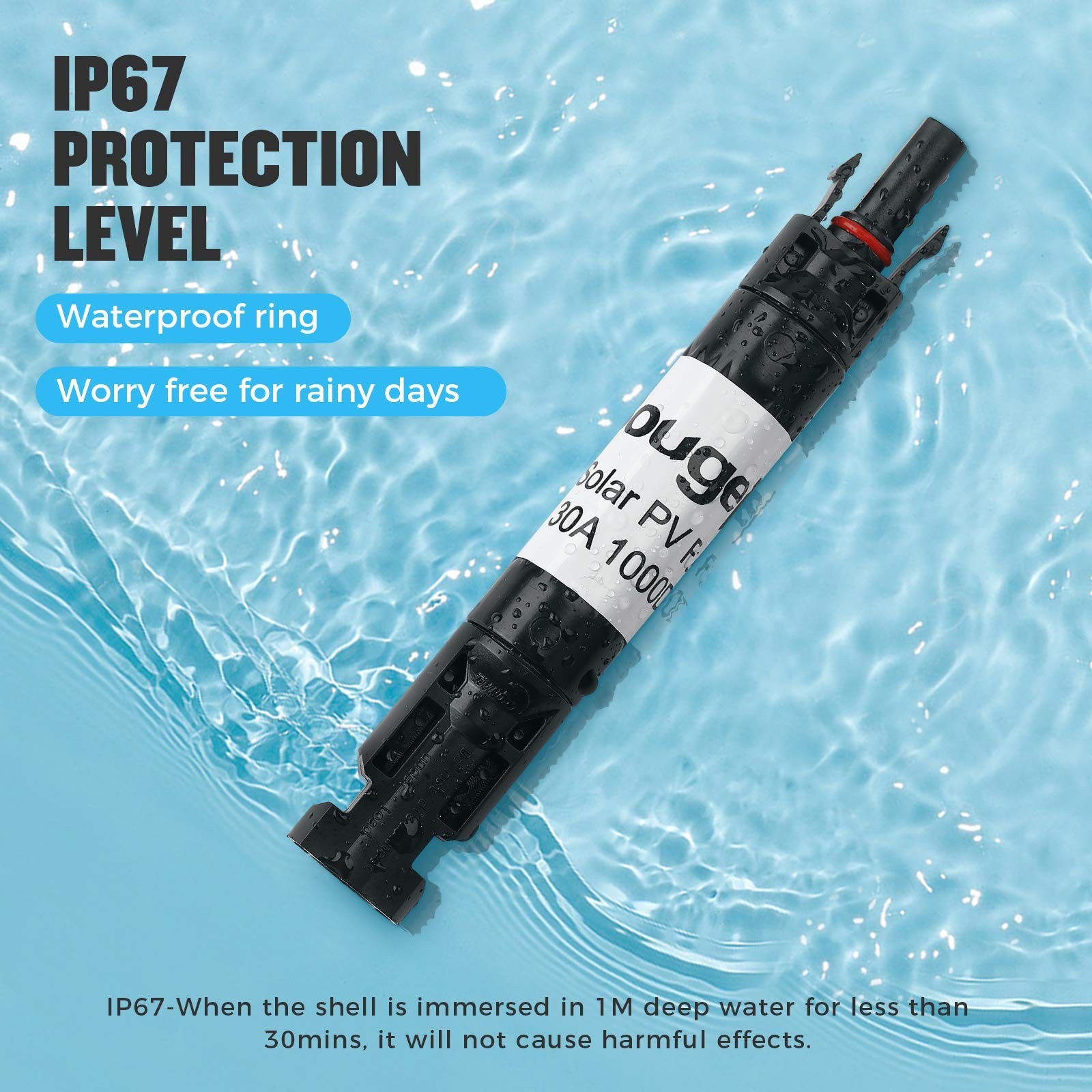 BougeRV 15A Solar Panel Fuses Holder Inline PV Inline Fuse Holders 15 Amp 5PCS