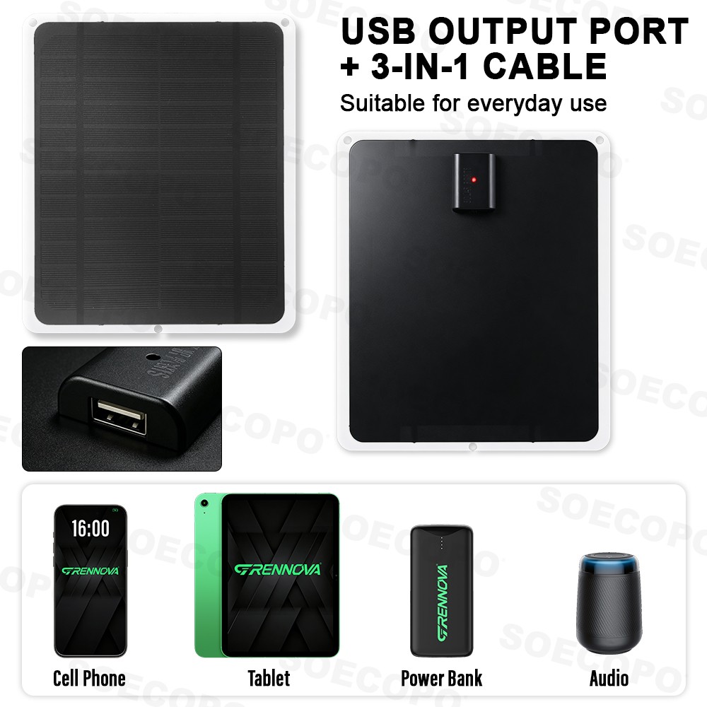 20W Flexible Solar Panel Charger Monocrystalline with USB Output Fast & Charger