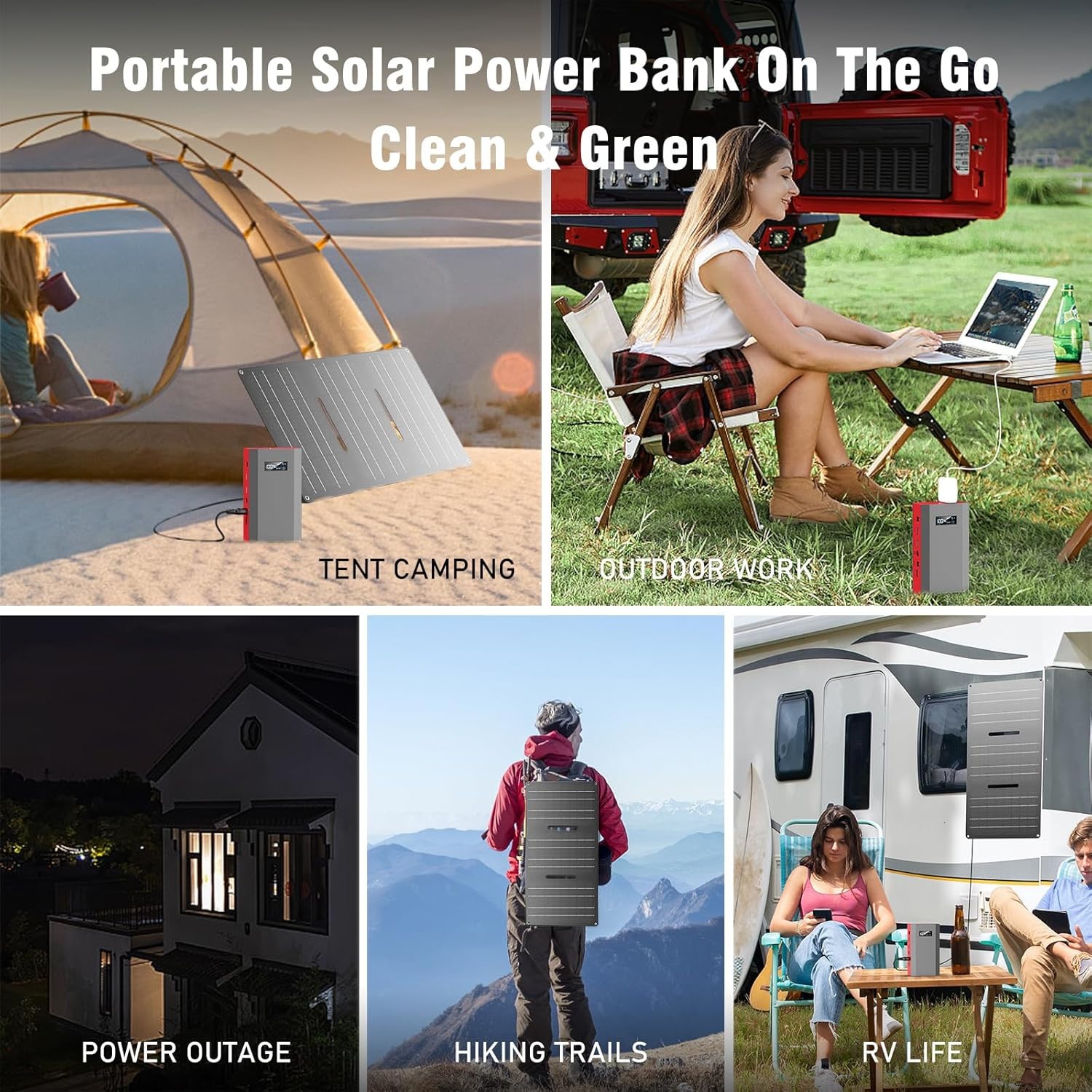 65W AC DC Portable Power Bank Fast Charger Mini Generator & 30W Solar Panel Kit