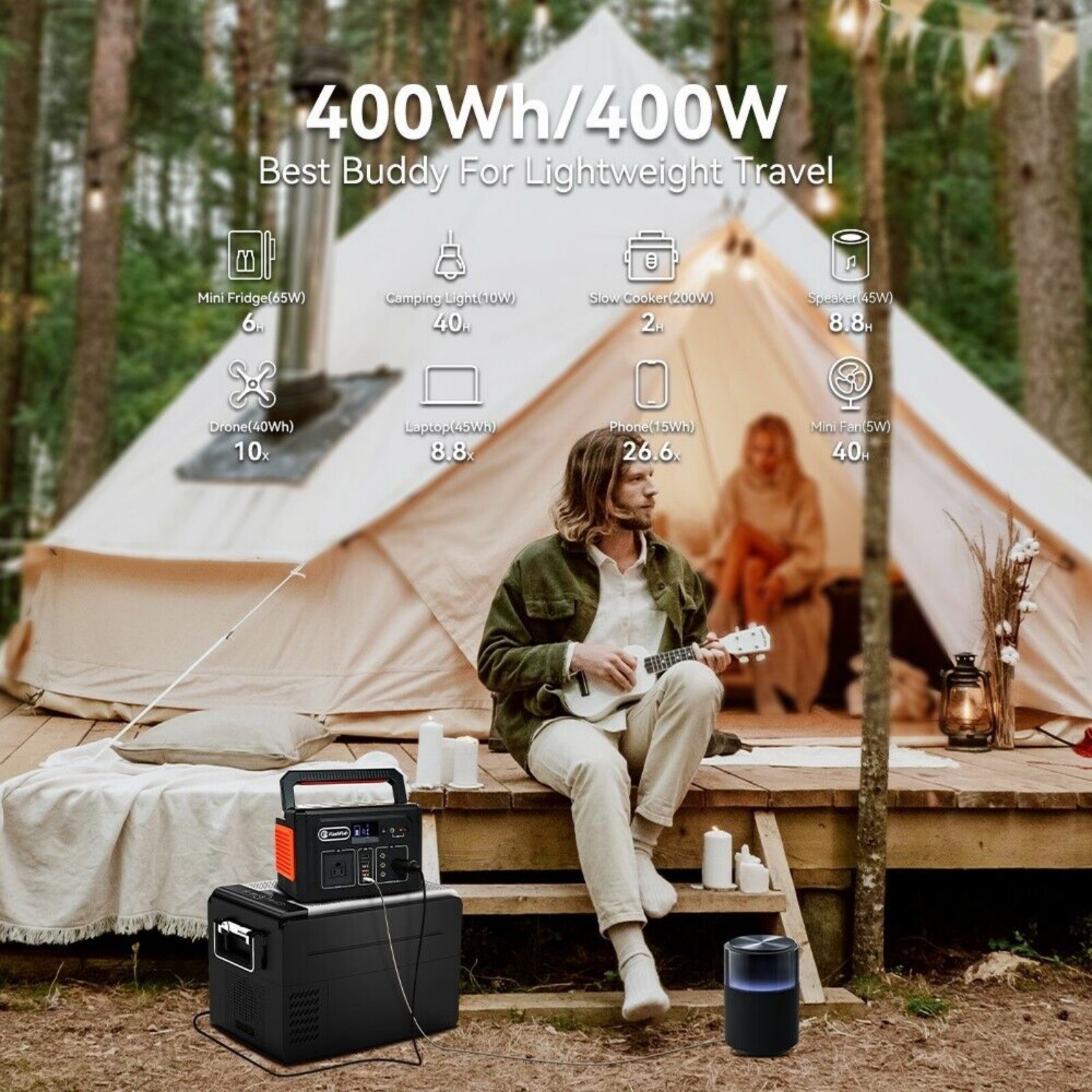 Flashfish Portable Power Station with Solar Panel, 400W Power Generator w/ Panel
