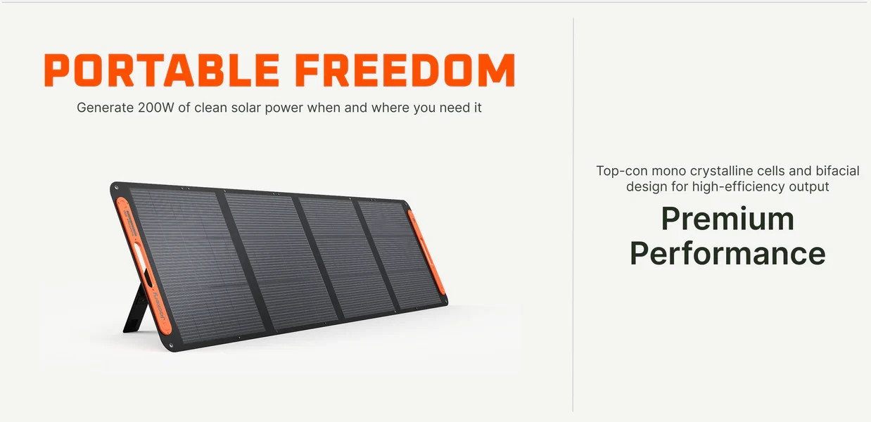 Jackery SolarSaga 200W Solar Panel – 25% Efficiency, IP68 Rated, built-in USB-C