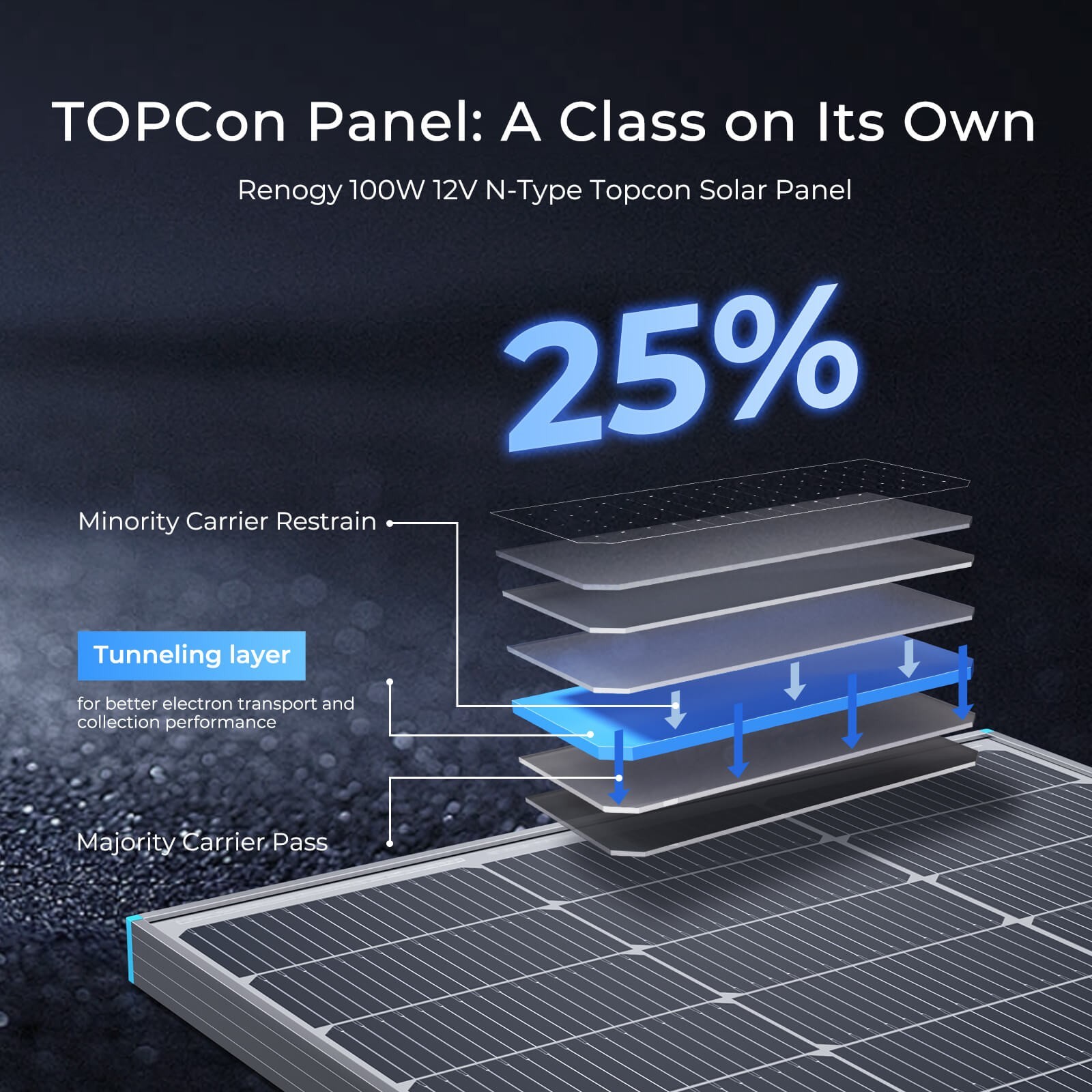 Renogy 16BB N-Type 100 Watt Solar Panel PV Off-Grid Power Module High Efficiency
