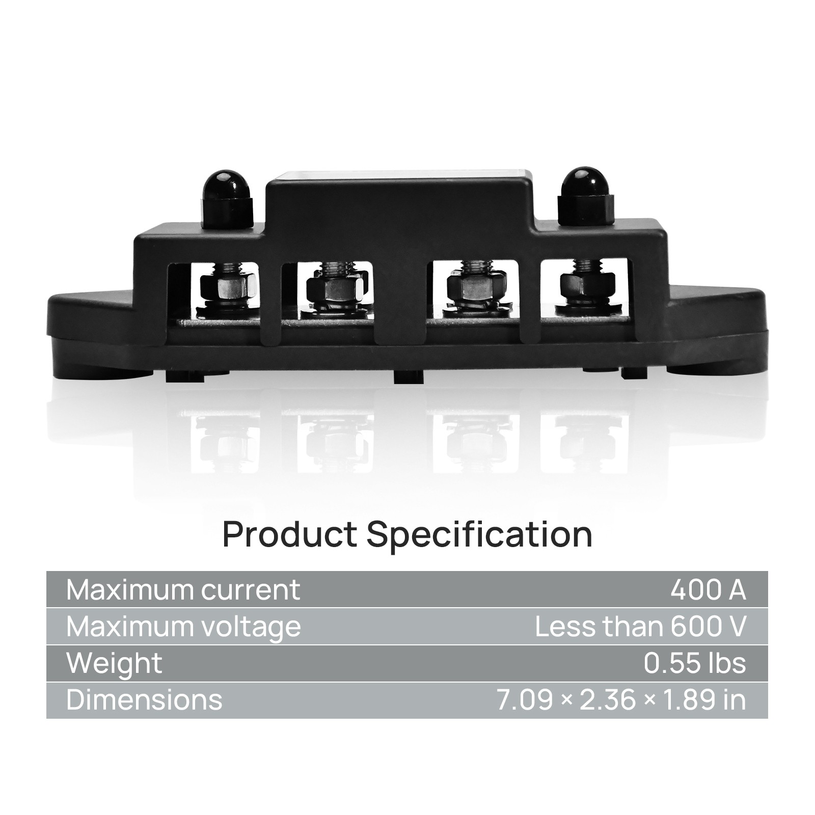 ECO-WORTHY 400A Busbar with 6×M8 Studs, One Set of Two for Parallel Batteries