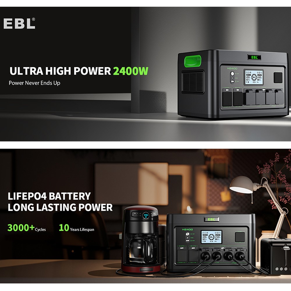 2400W Li-ion Battery Portable Power Station 1843.2Wh for Outdoor Camping Supply