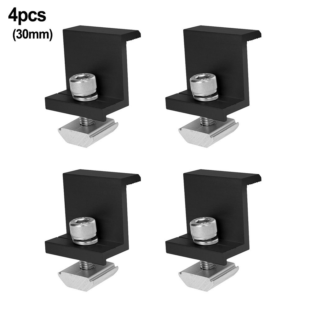 Solar Panel Bracket Fixing PV End Clamp Middle Clamp Mounting 30mm/35mm Black