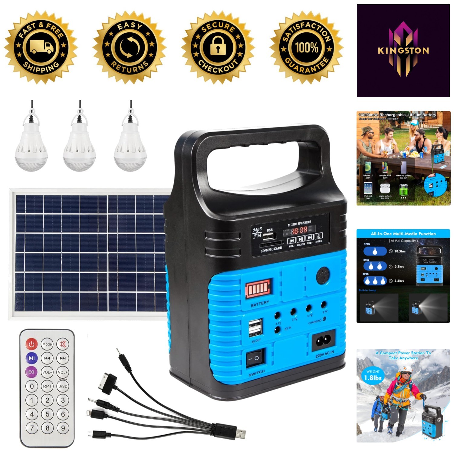 Emergency Solar Power Supply with Built-In Flashlight – Ideal for Home & Camping