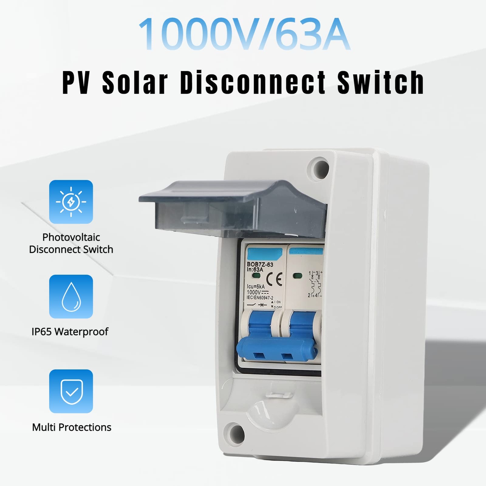 63A 1000V DC Disconnect Switch,PV DC Miniature Circuit Breaker IP65 Distribution