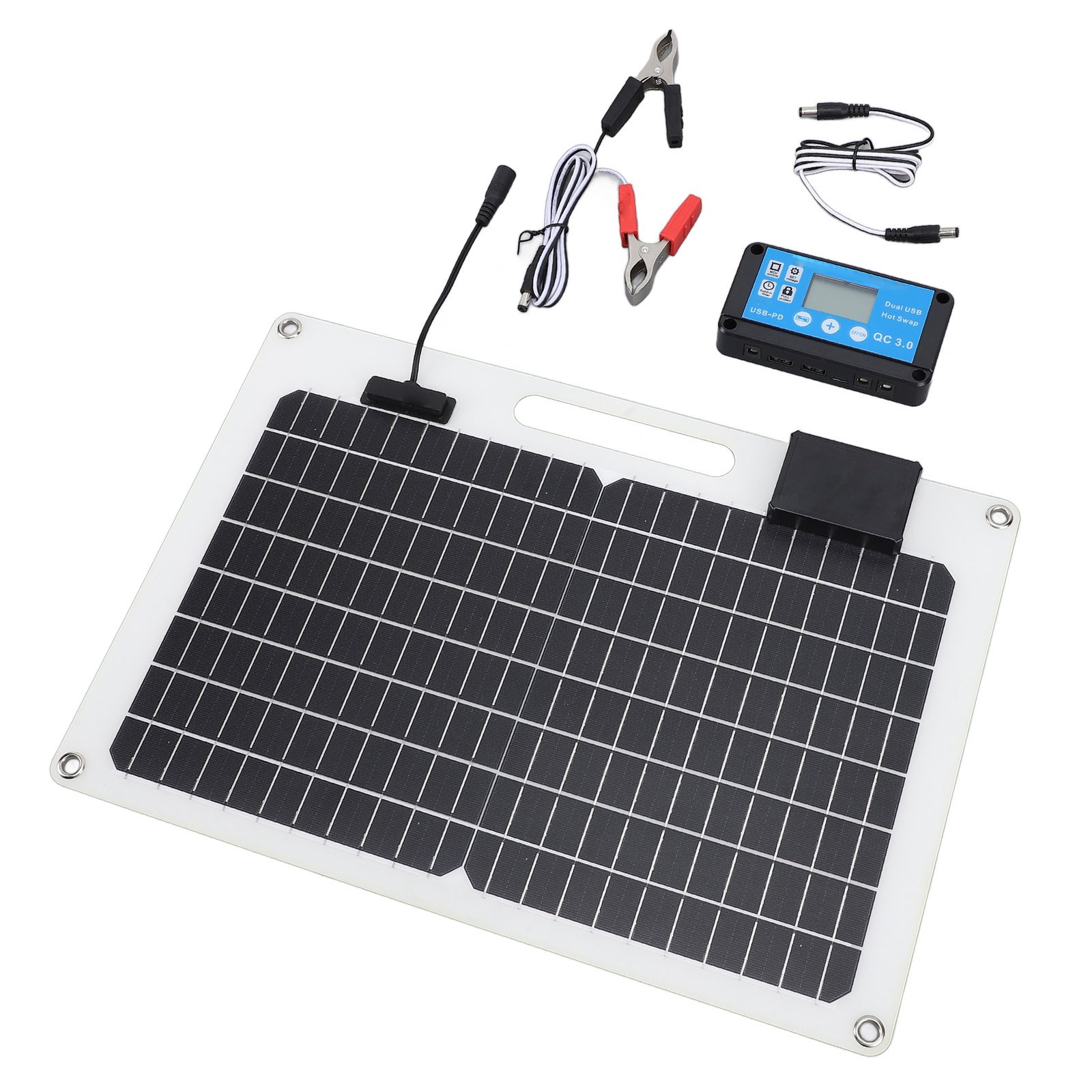 Solar Panel Battery Charger 100W Monocrystalline Silicon 12V 24V Dual USB 100