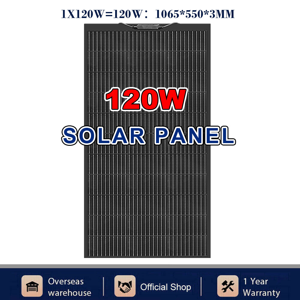 120W 12V Flexible Solar Panel Home Battery Bendable Charging for RV Boat Camp