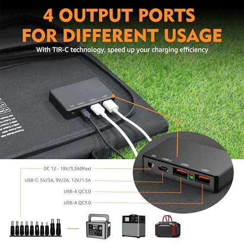 Foldable Solar Panel Charger 60W with 18V DC Output (11 Connectors) for 60w