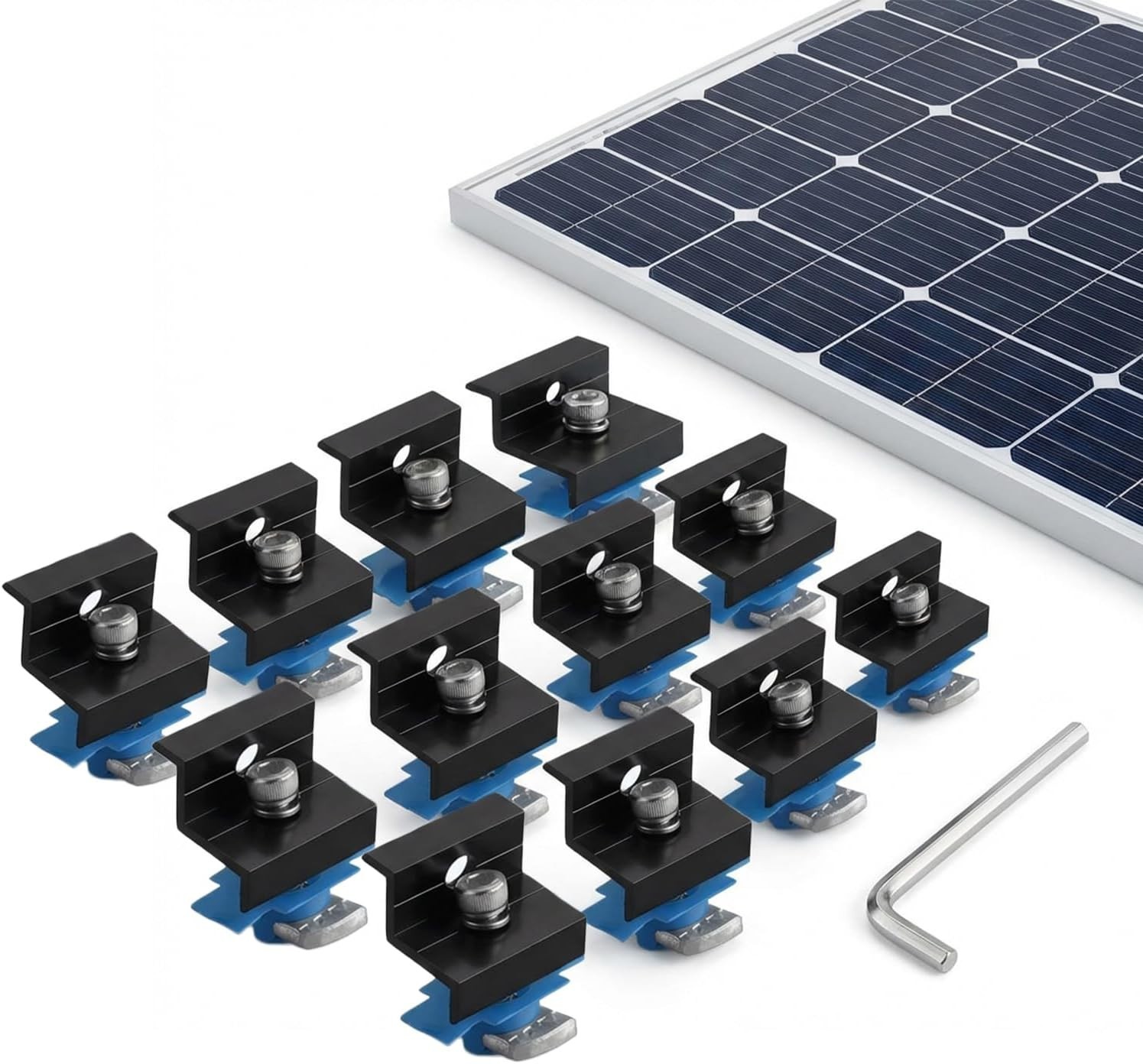 12-Pack Black Aluminum 30mm/35mm Solar Panel End Clamps for Standard Unistrut…