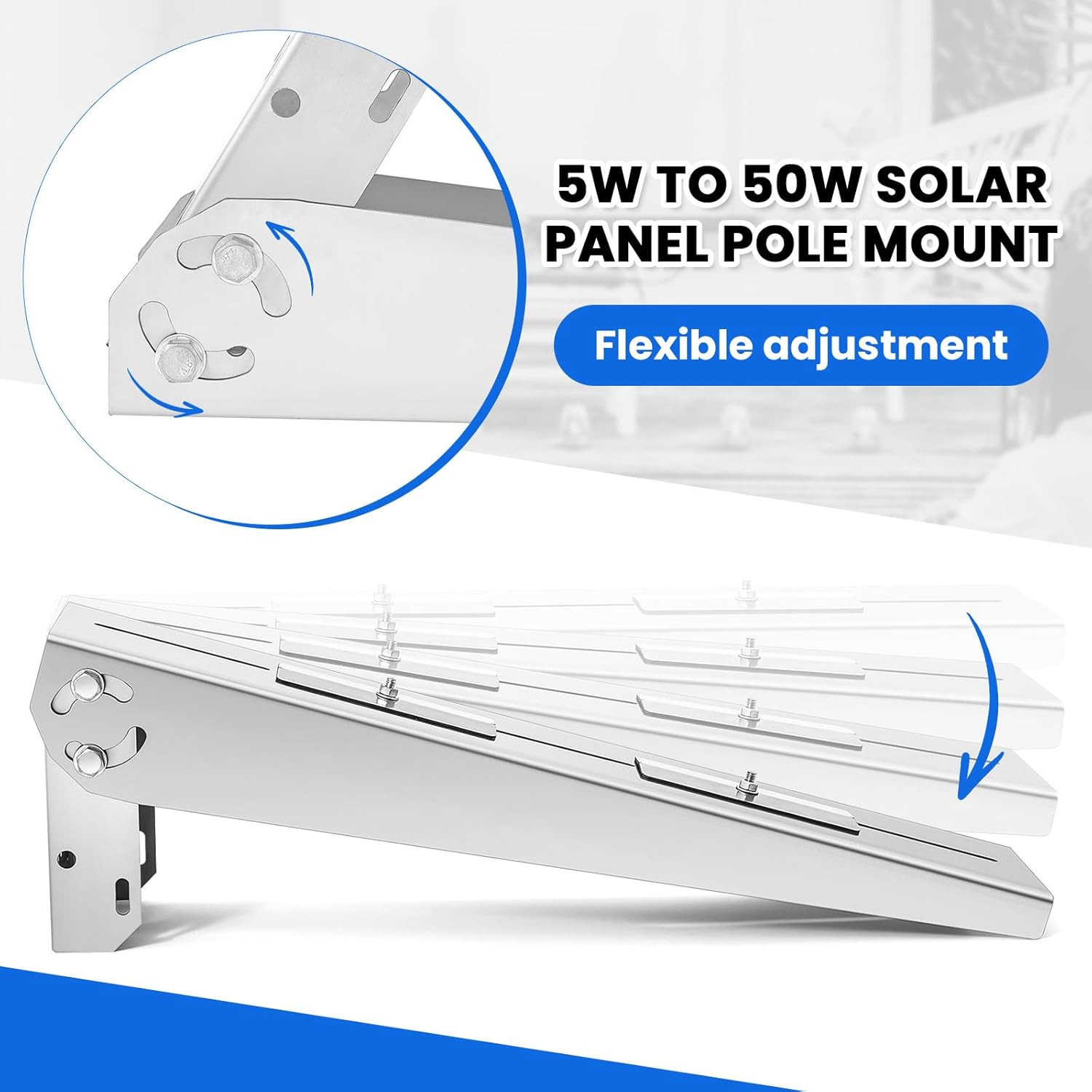 2 Pack Solar Panel Pole Mount Kit Universal Angle Adjustable Solar Panel Bracket