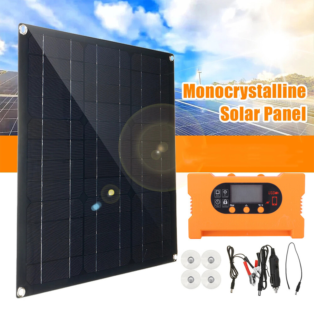 50W Solar Battery Maintainer Waterproof Car RV Boat Charger 12V Tender Trickle
